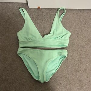 Mint Green Textured Rib Bikini Set